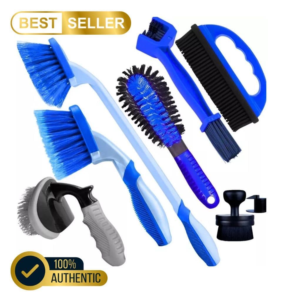 KIT ESCOVA LIMPA PNEU CAIXA RODA CURTA LONGA CORRENTE FURO RODA  REMOVE PELOS E APLICADOR PRETINHO