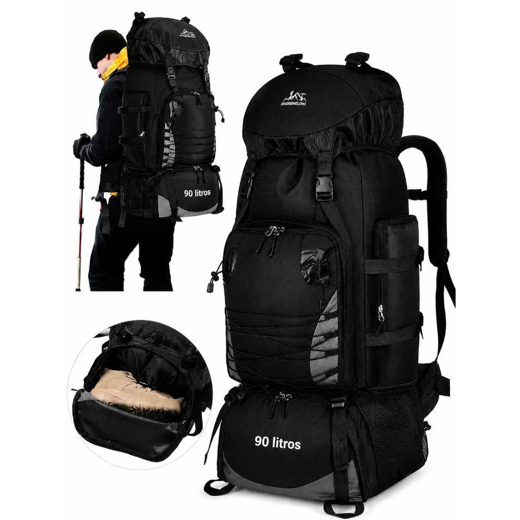 Mochila Camping Cargueira De Viagem Reforçada 90 Litros Impermeável