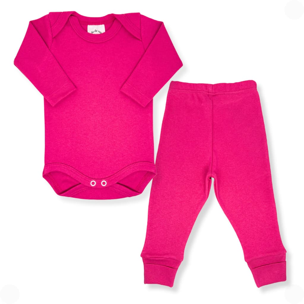 Conjunto Bebê Body Manga Longa Calça Mijão Vira Pé Liso Suedine 100% Algodão Neutro Menino Menina