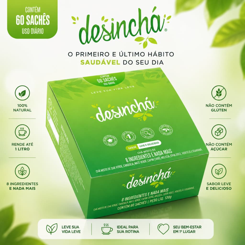 Desinchá Sabor Leve e Refrescante - Caixa 60 Sachês