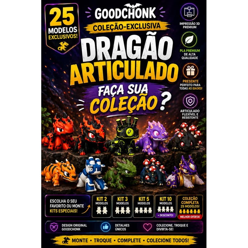 Dragão Articulado Colecionável • 25 Modelos Exclusivos | Mini Dragões
