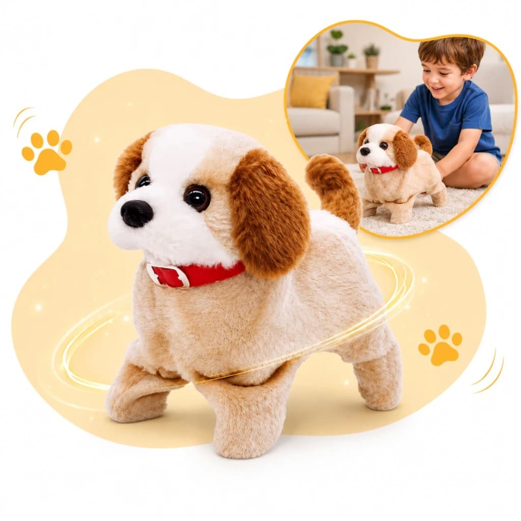 Cachorro Cambalhota Interativo com Som Cachorro Pula Anda Late Pelúcia Eletrônica Brinquedo Infantil