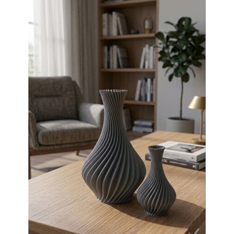 KIT VASO ESPIRAL – IMPRESSÃO 3D (15 cm + 18 cm) PLANTAS/VASOS/CASA/DECORAÇÃO