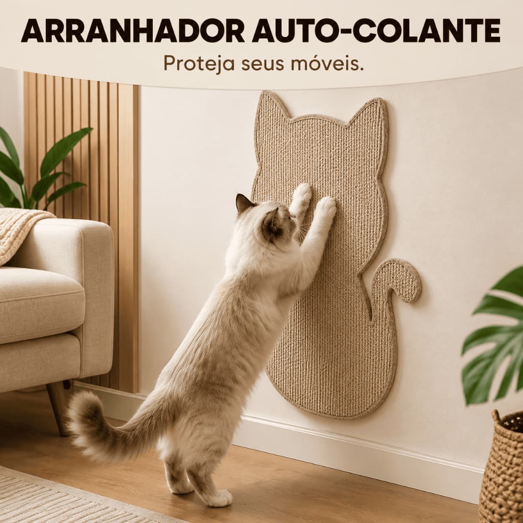 Arranhador para Gato Adesivo de Parede em Carpete Premium Autocolante Protetor de Sofá