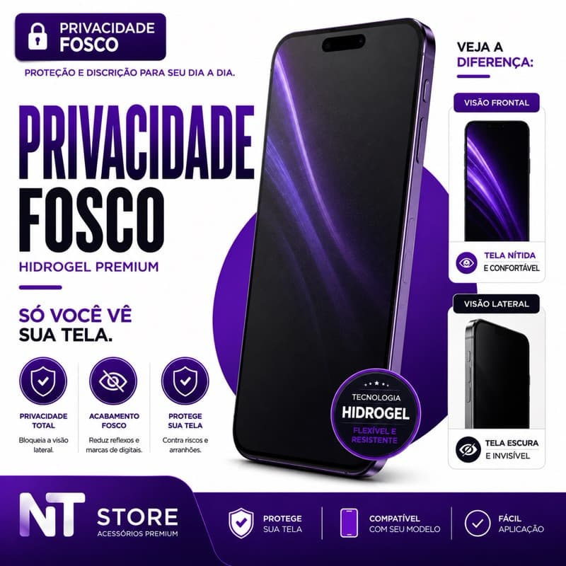 Película Hidrogel Premium POCO X8 X8 Pro X8 Pro Max X7 X7 Pro C85 C75 X6 X5 F7 F6 HD Fosco Privacidade Privacidade Fosco