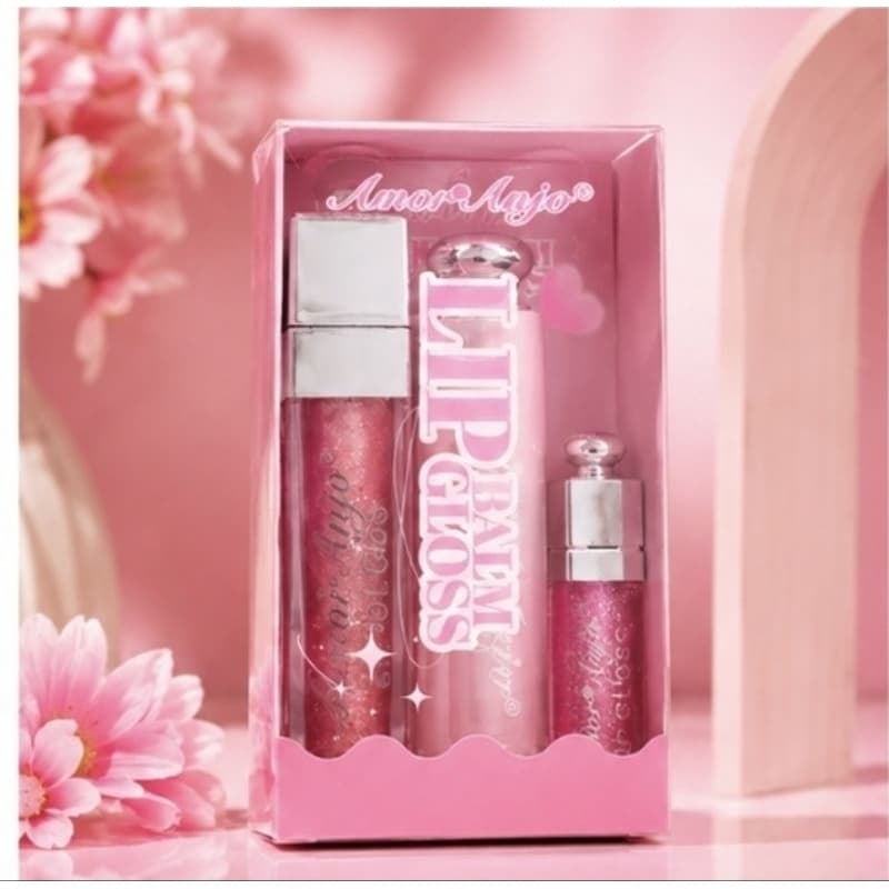 Kit Lip Gloss + Lip Oil + Balm Labial Amor Anjo Bobbi Rara Hidratante 3 Peças