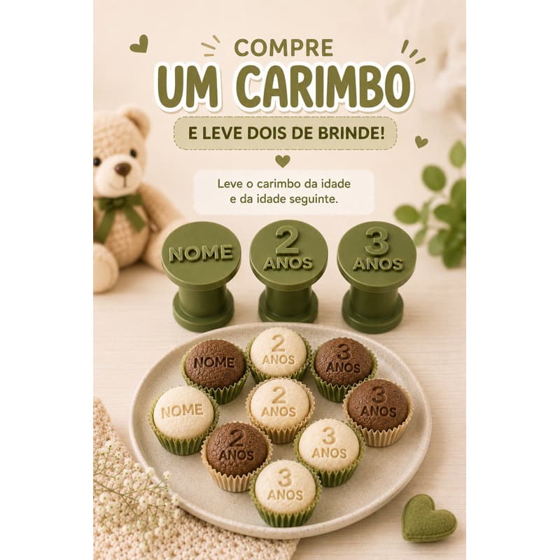 Carimbo Personalizado para Brigadeiro  compre e ganhe de Brinde a idade + idade seguinte