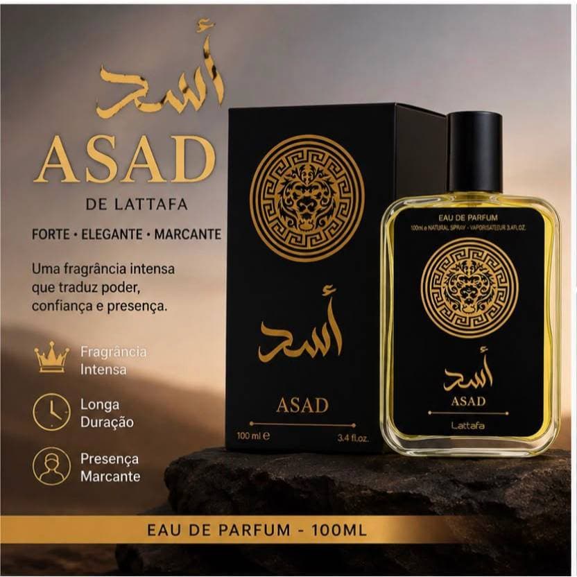 Perfume Masculino Asad Eau de Parfum 100ml Fragrância Elegante para Uso Di