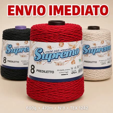 Barbante Supremo PREDILETTO 600g Nº8 Cru e Colorido Artesanato, Crochê e Tricô