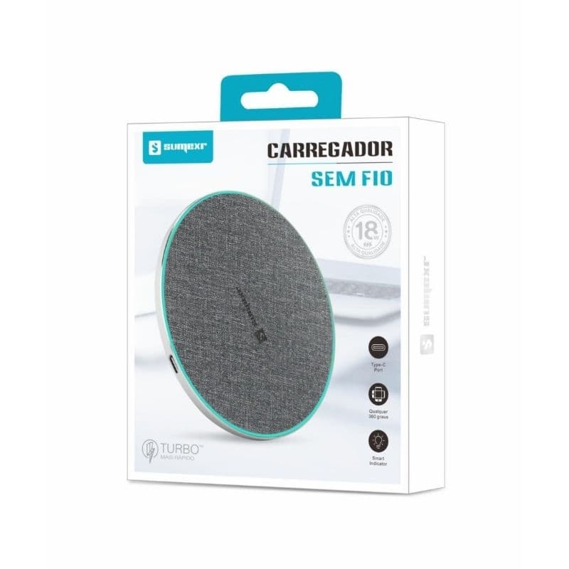 Carregador Sem Fio Sumexr 18W Turbo Qi Wireless Base por Indução