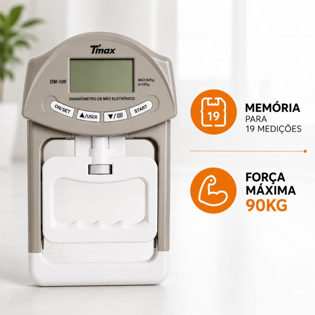 Dinamômetro Digital TMAX DM-100 Medidor de Força Preensão Manual