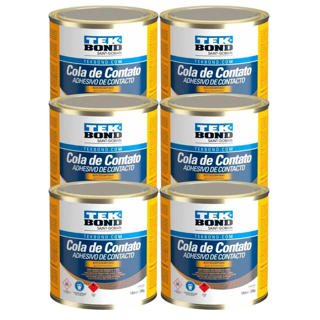 Kit 6 Cola De Contato Alto Desempenho Tekbond Adesivo Sapateiro Marceneiro 200g