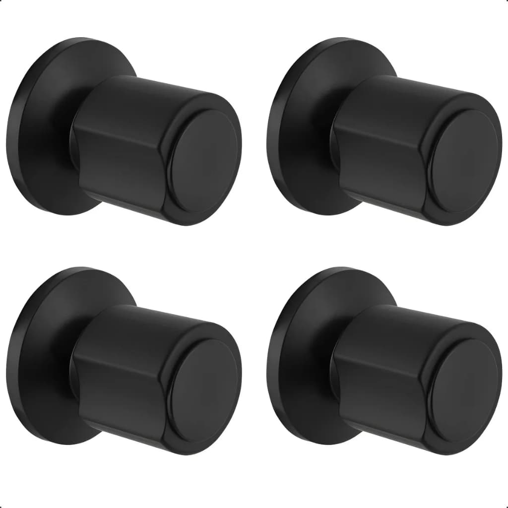 Kit com 4 Acabamento para Registro Padrão Deca Redondo C40 Preto 1/2 3/4 Volante em Metal