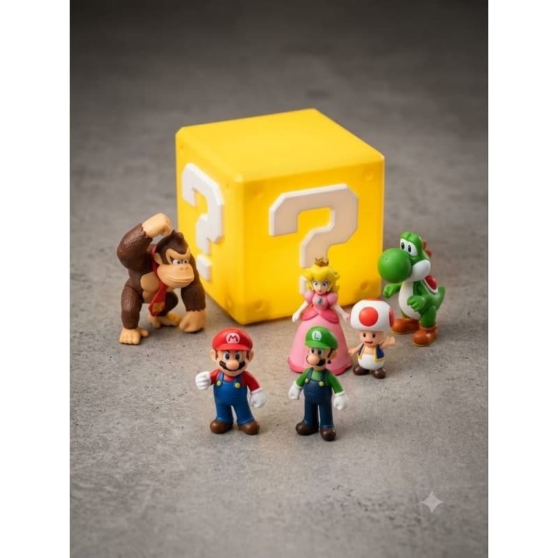 mini bonecos infantil, brinquedo coleção criança, miniaturas personagens super Mario/ Bluey, bonecos resistentes pvc