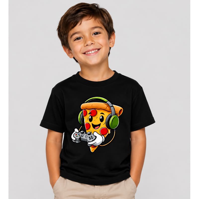 Camiseta infantil menino Pizza Gamer 100% Algodão Juvenil e Infantil Unissex  Menino Menina
