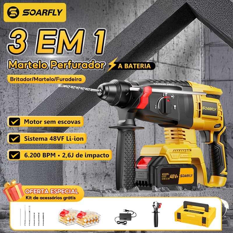 SOARFLY 48V Battery-Powered Rotary Impact Drill Hammer Dual Voltage Drill