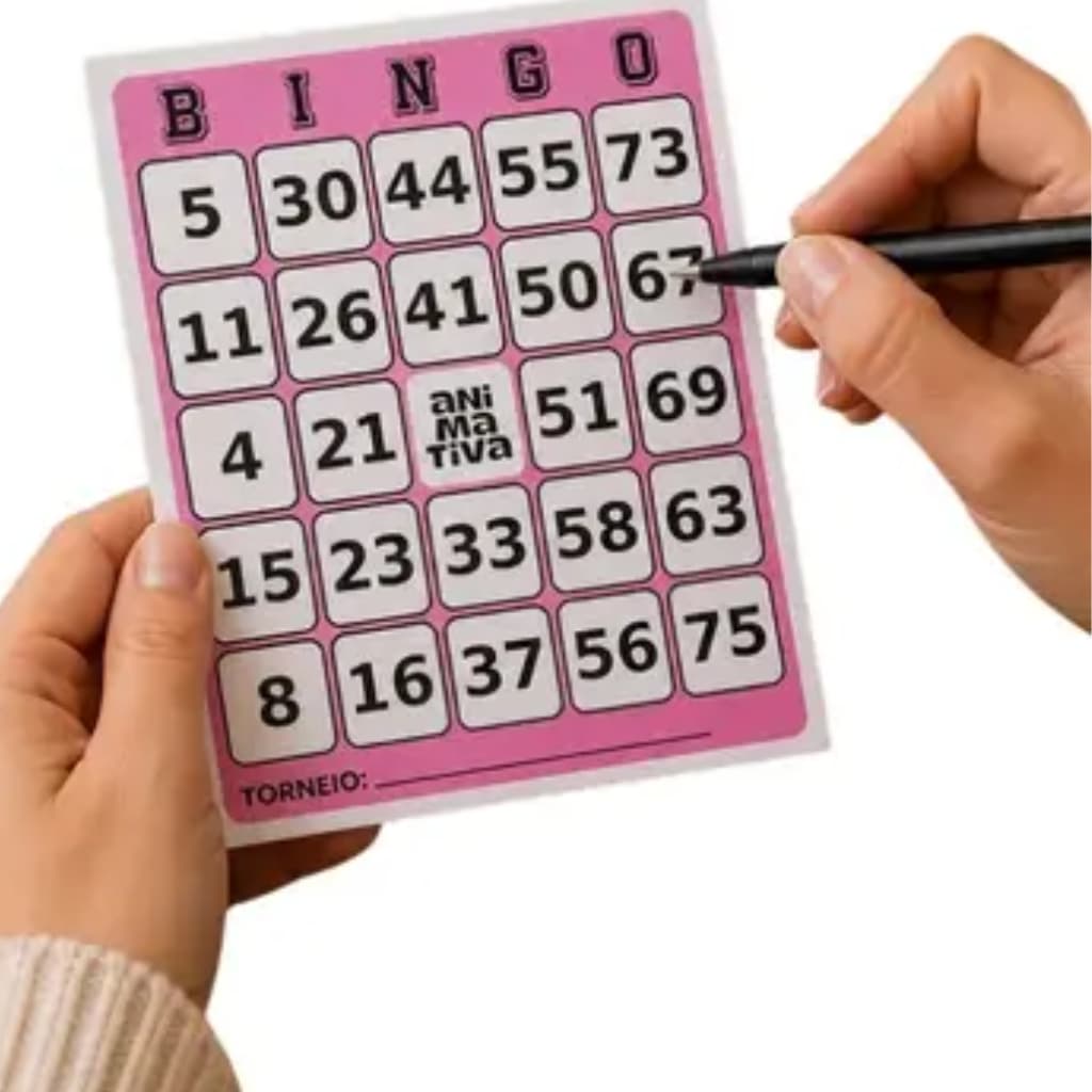 Cartela Bingo 96 Folhas Rosa Cartelas Coloridas Para Jogos Festa Lazer