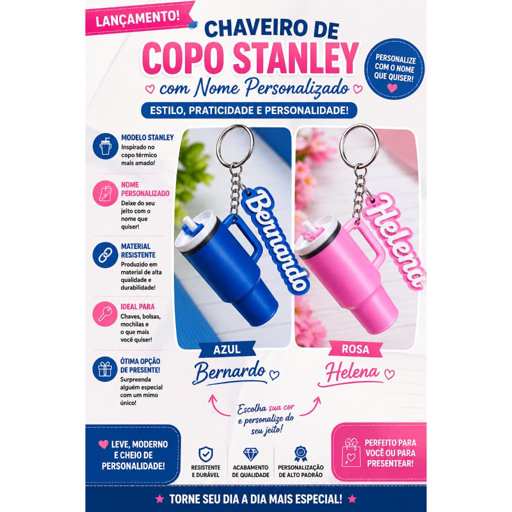 Chaveiro Miniatura Garrafinha Nome Personalizado Fitness Mimo Cliente Lembrancinha festa