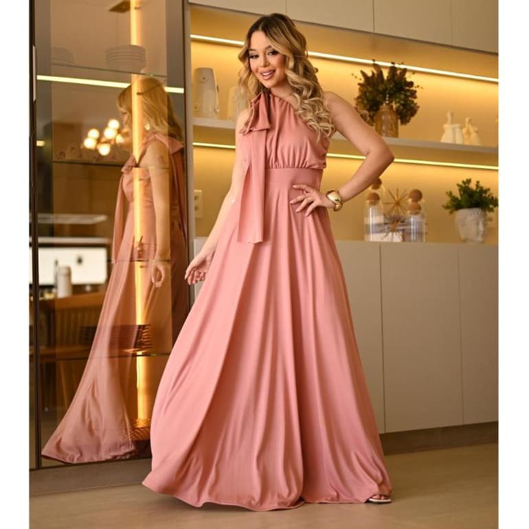 Vestido Feminino De Festa Longo Elegante Com Bojo