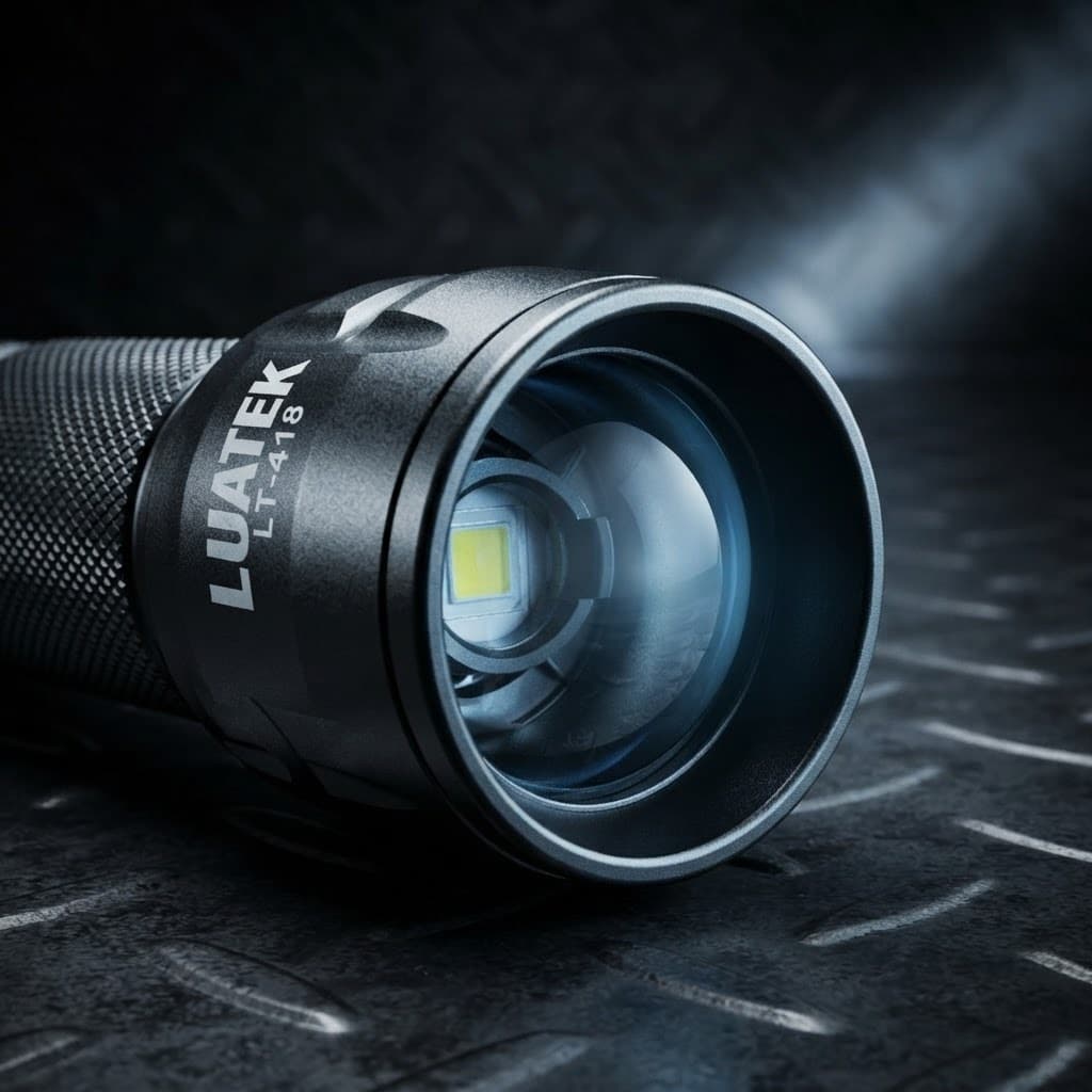 Lanterna LED Tática Luatek LT-418 Profissional Alumínio Zoom 2000x Resistente à Água Foco Ajustável Alta Durabilidade