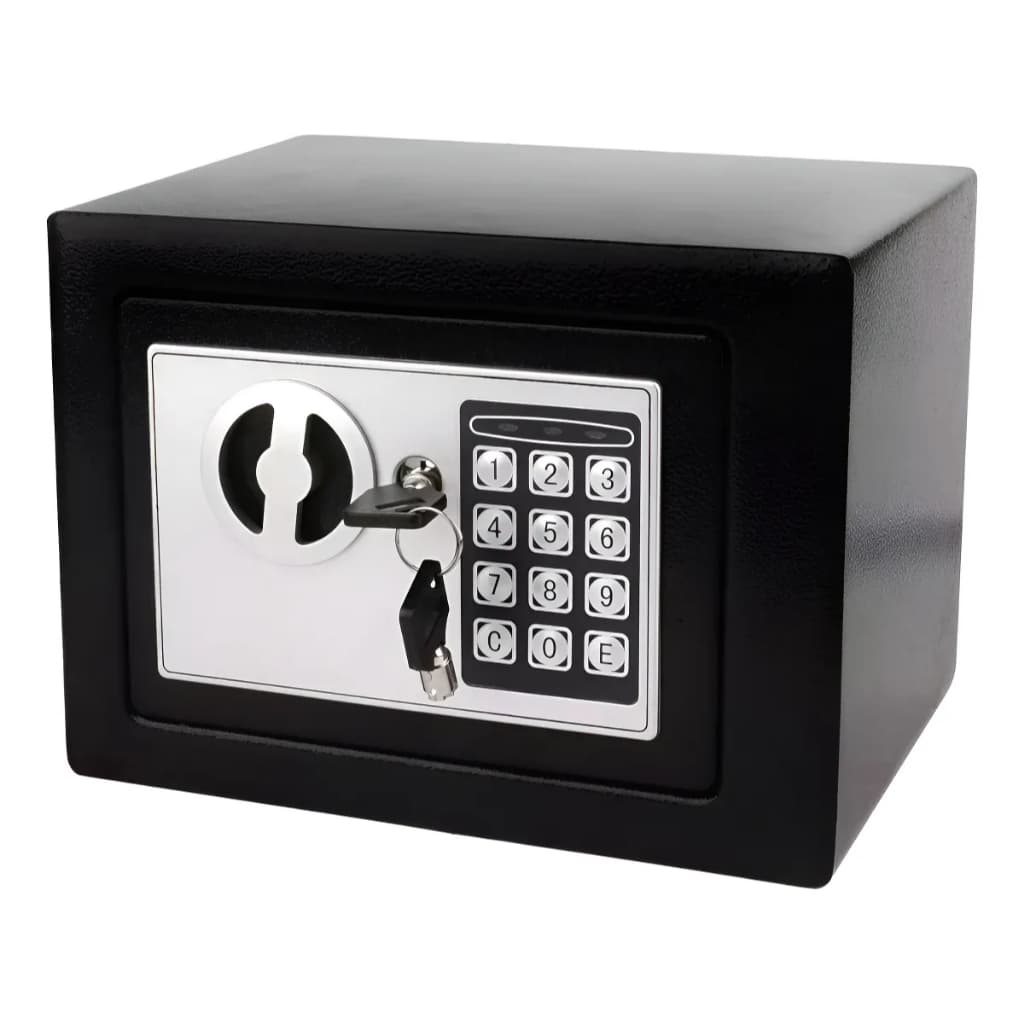 Cofre Digital Eletrônico com Teclado e Chave - Preto