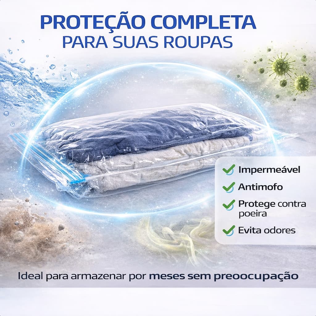 Kit 10/5 Saco a Vacuo Grande Com Bomba