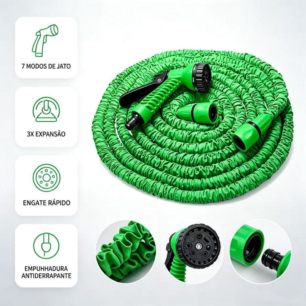 Mangueira Mágica 15m com 7 Modos Jato Engate Rápido para Jardim Plantas Limpeza