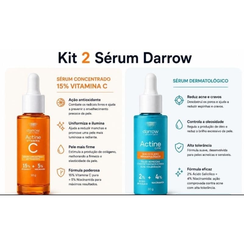 Kit 2 Sérum  1 Vitamina C +1 Antiacne 30ml