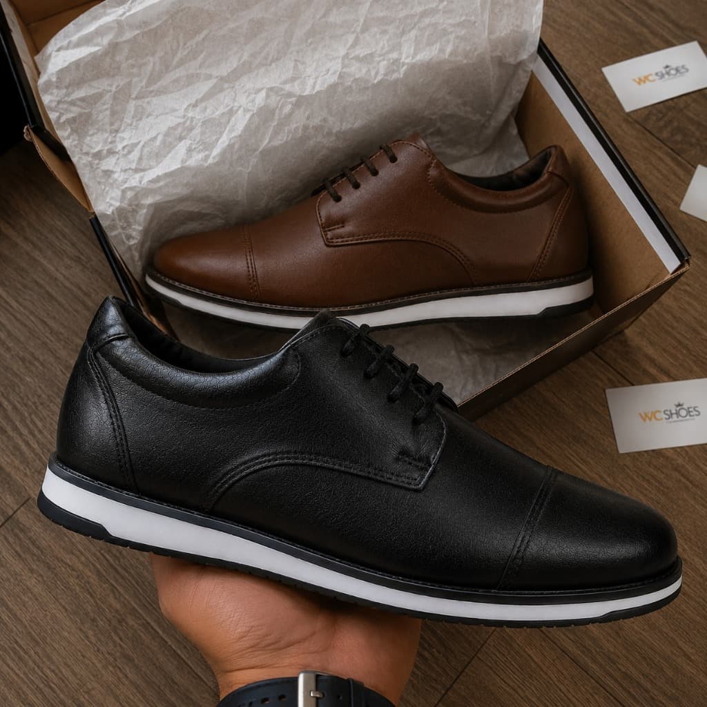 Kit 2 Sapato Masculino  Social Oxford Derby Casual Preto & Marrom Improvizzo Elegância e Modernidade