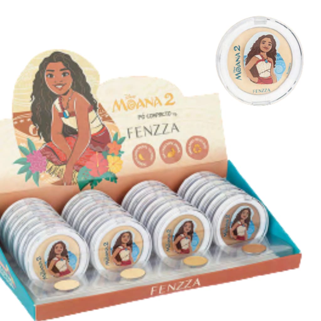 Pó Compacto Facial Mona 2 - Linha Princesas Disney & Fenzza – Cobertura Leve e Durabilidade Prolongada