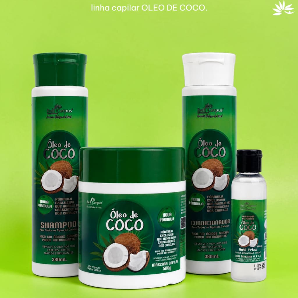 Kit Completo Óleo de Coco Antioxidante e Hidratante com 4 ITENS Bellcorpus Cosméticos