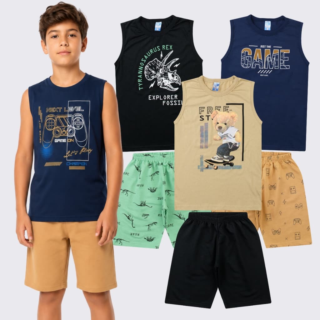Kit 3 Conjunto Regata Juvenil Masculino Menino Tamanho 10 12 14 16
