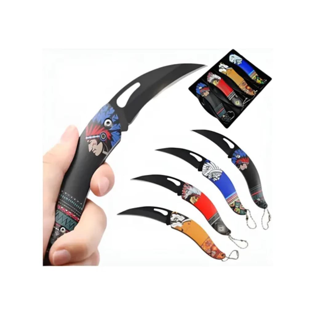 Kit 4 Mini Canivete Cacique Dobrável Tático Caça Camping Chaveiro