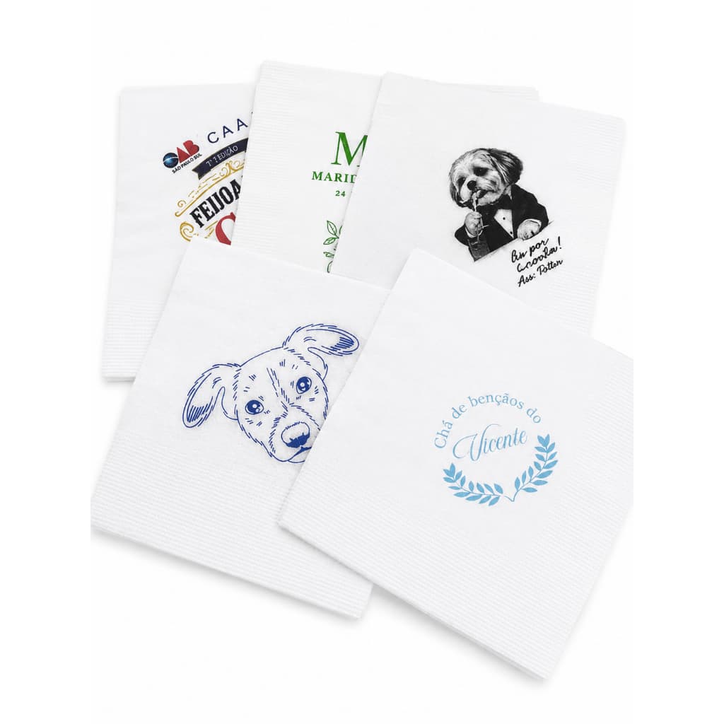 Kit 500 Guardanapos Personalizados Folha Dupla 23x23cm Premium Aniversarios, Casamentos