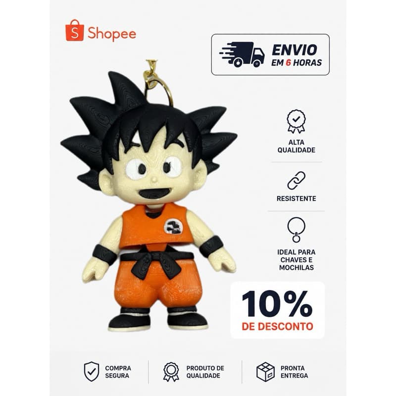 Chaveiro Goku Articulado | Drangon Ball | Presente | Animes