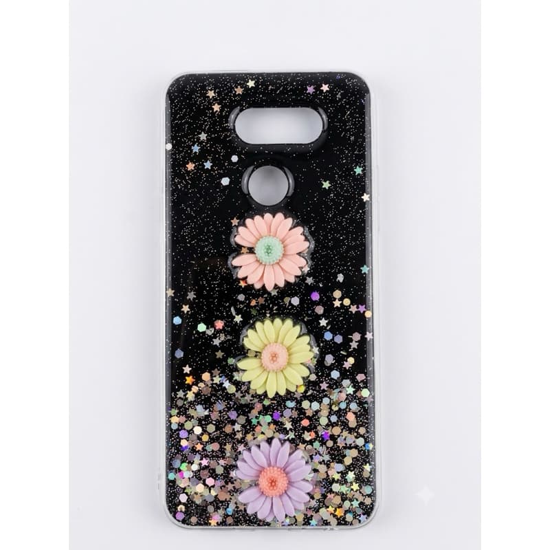 Capa Capinha Anti Impacto Glitter com Flores 3D para LG K40s