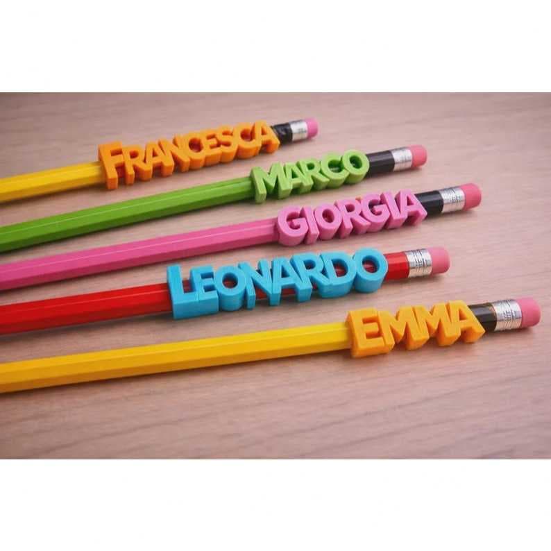 12un Ponteira de lápis personalizada com nome, imprimível em 3D, etiqueta deslizante personalizada para caneta,