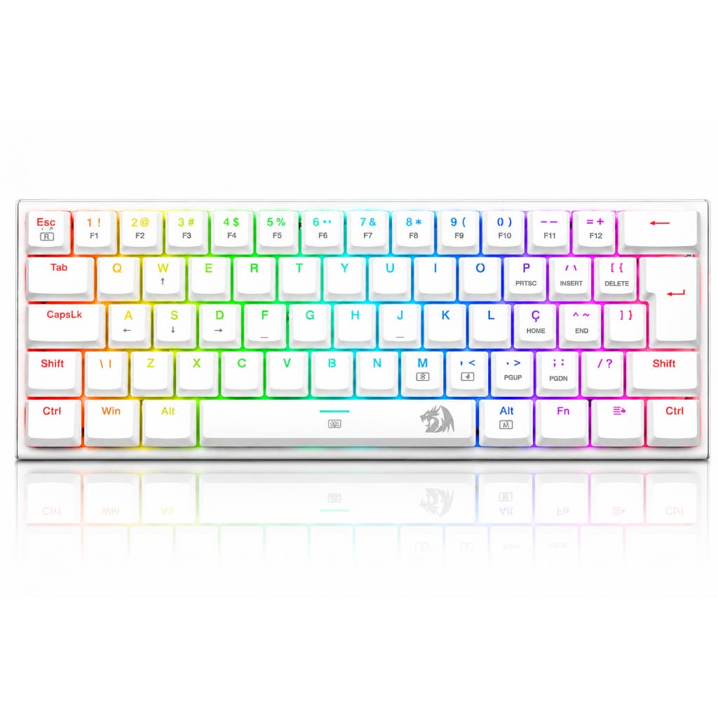 Teclado Gamer Redragon Anivia Lunar White Rgb Switch Azul Pt Cor de teclado Branco Idioma Português Brasil