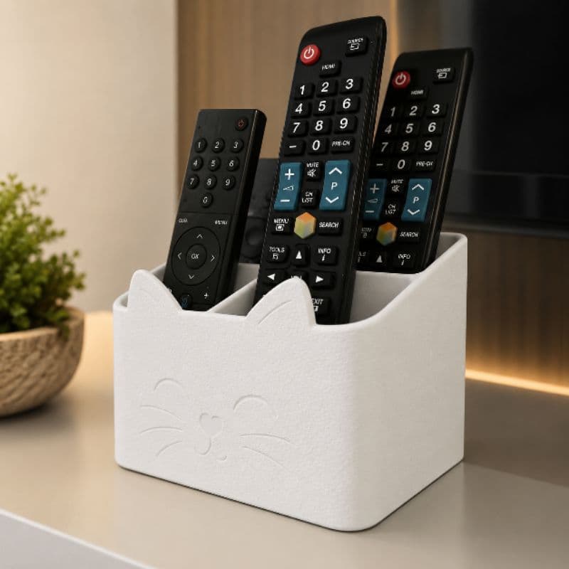 Organizador de Controle Remoto 4 Divisórias Branco Porta Controle Mesa Sala Quarto Decoração Prático Elegante