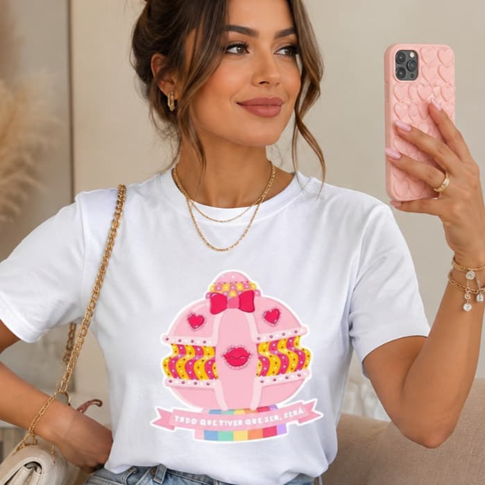 Camiseta Feminina Estilosa Camisa Nave Da Xuxa Rainha Dos Baixinhos Tudo Que Tiver De Ser Será