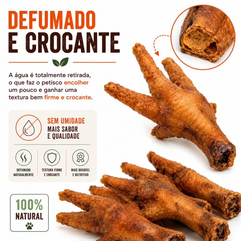 Proteína e Colágeno 100% Natural para Cachorro - Pé de Galinha - Petisco Natural para Cachorro