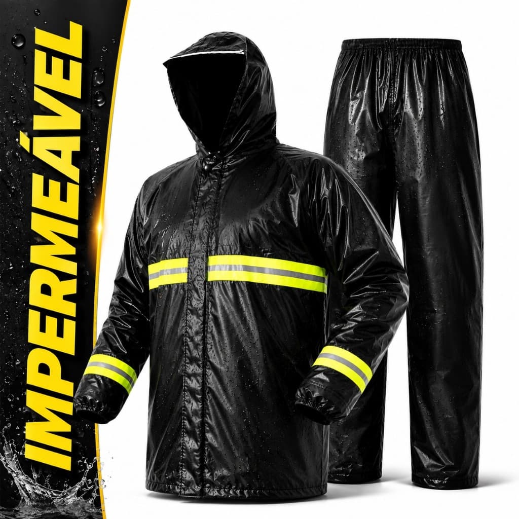 Capa De Chuva Moto Impermeável Reforçada Jaqueta Calça Proteção Contra Chuva E Vento