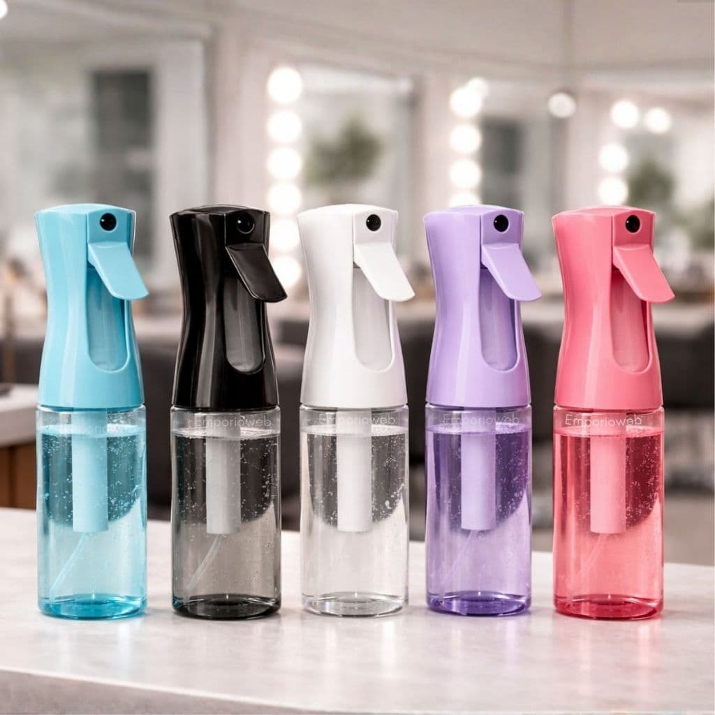 Kit 2 e 3 Spray Frasco Jato de Névoa Contínuo Multiuso Barbearia Borrifador Automático de Água E Produtos Transparente