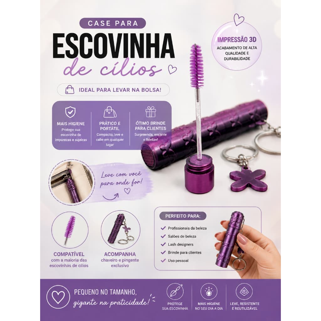 Porta escova de cílios - Impressão 3D