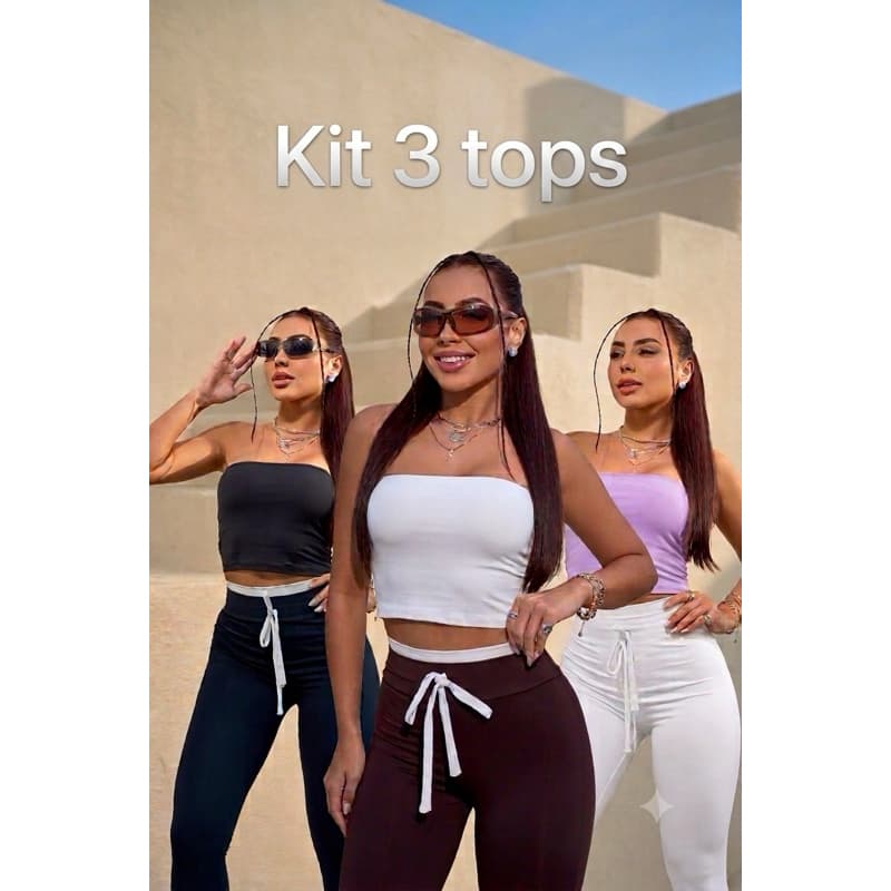 Kit 3 Cropped Tomara que Caia Feminino Suplex Top Faixa