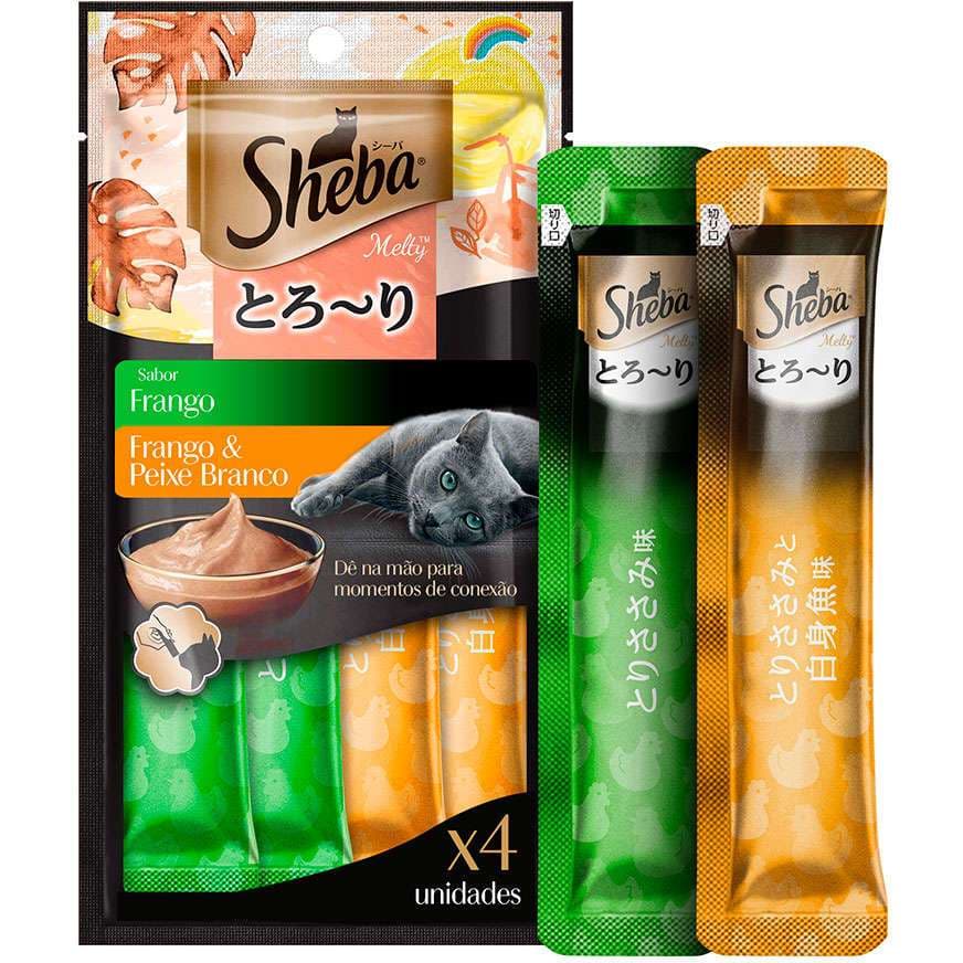 Churu Snack Sheba Cremoso Frango e Peixe para Gatos | Super Premium