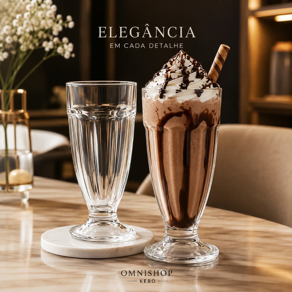 Taças Para Milk-shake| Conjunto de 2 Taças de Vidro 310ml