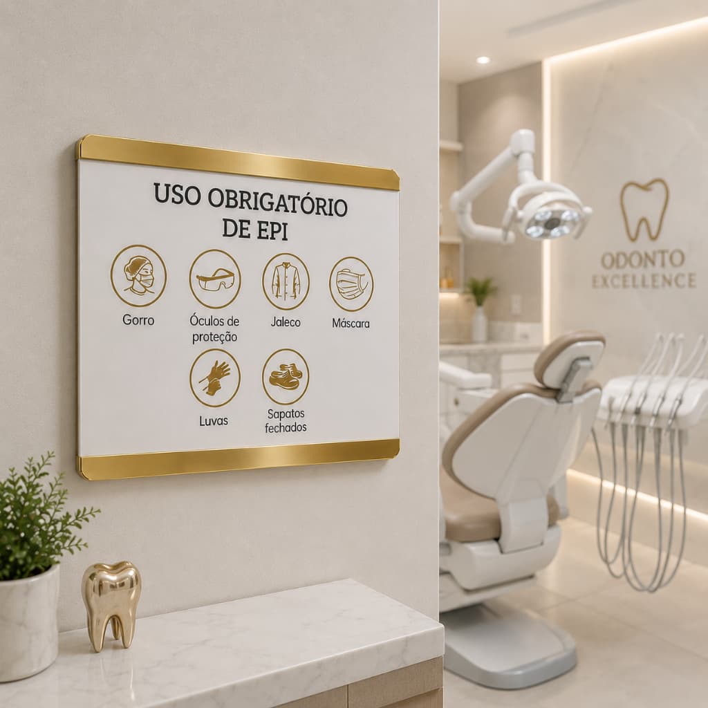 Placa Uso Obrigatório de EPI 14x17cm MDF Premium Impressão UV Acrílico Espelhado
