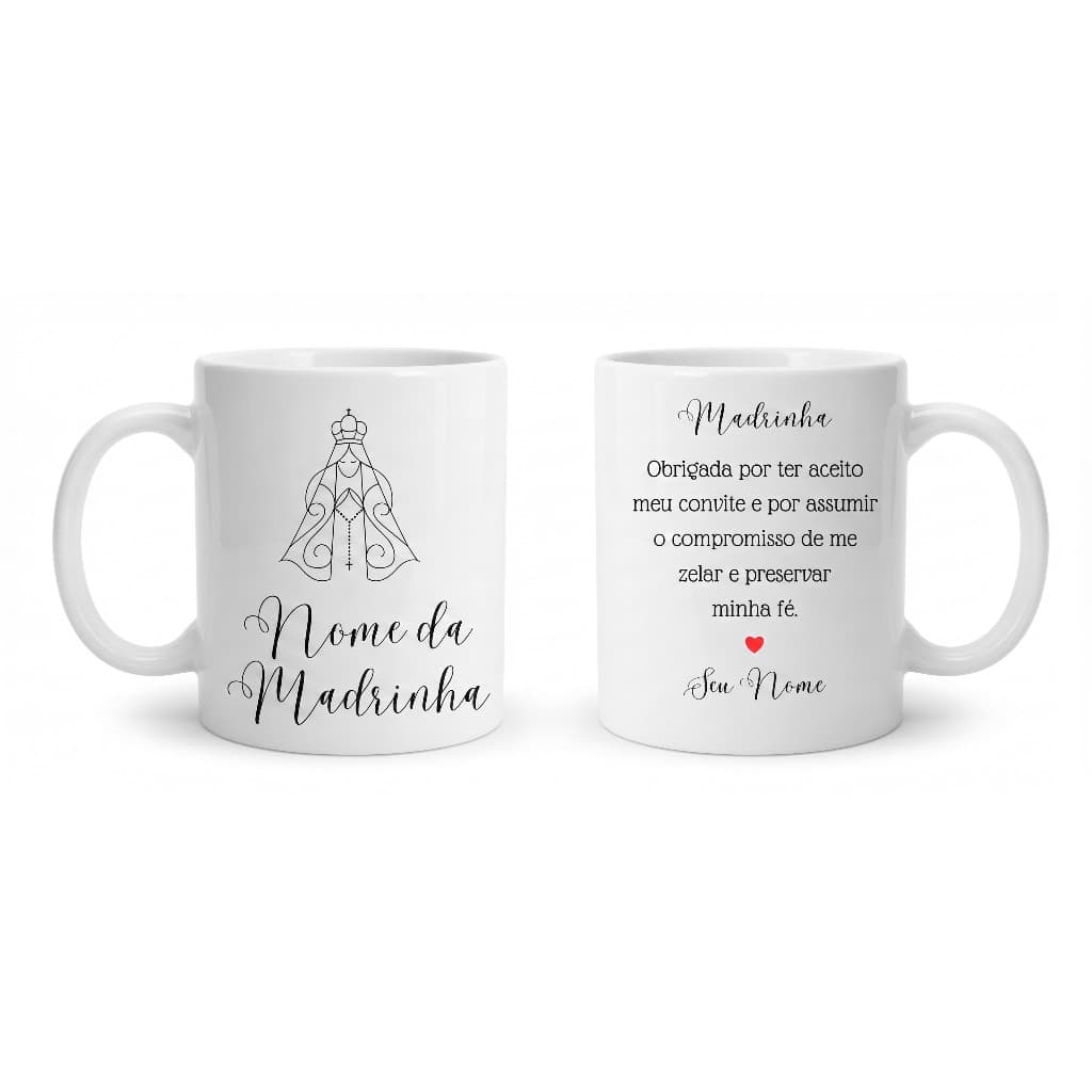 Caneca Convite Madrinha Batizado Personalizada/ Caneca Presente Madrinha