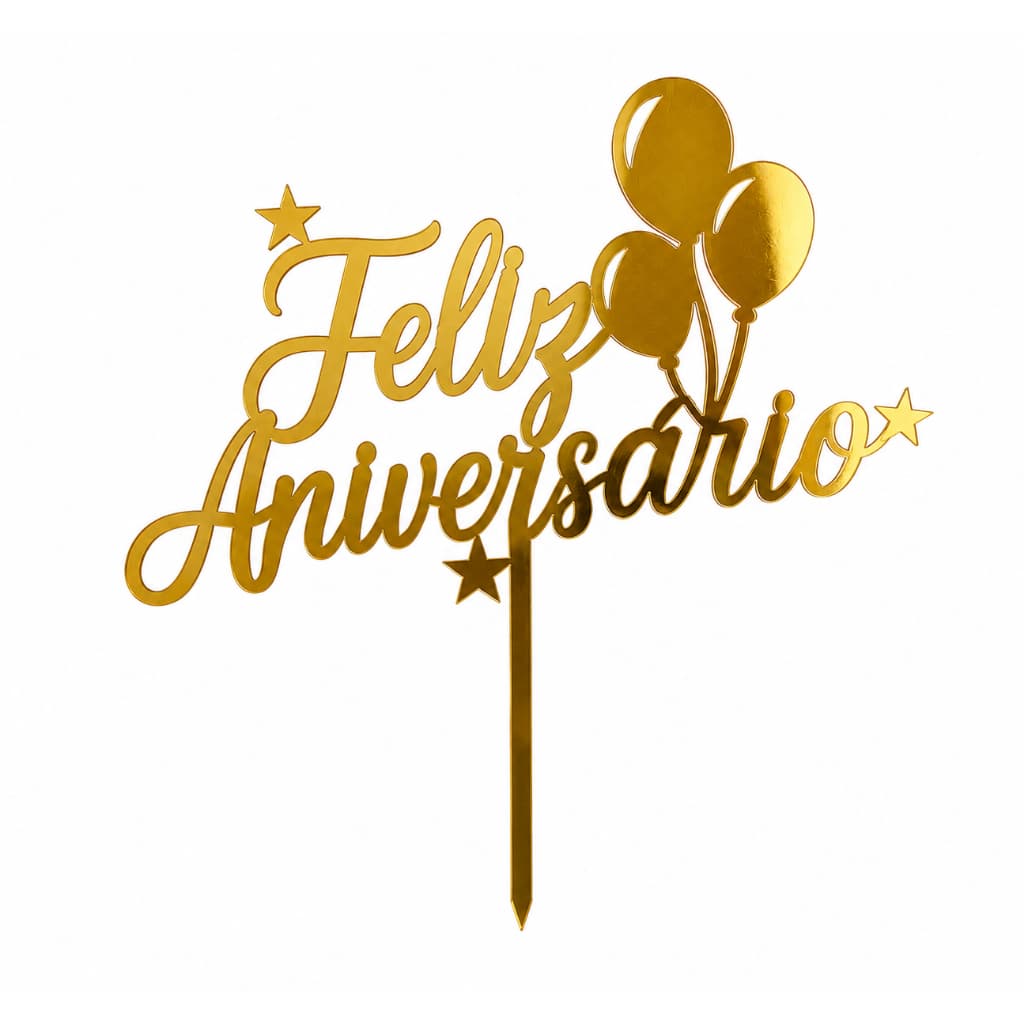 Topo De Bolo Feliz Aniversário Decorativo De Alta Qualidade Luxo Topper